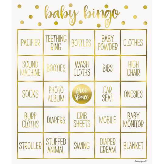 Bingo Baby Shower Game Gold Baby Shower Supplies Bingo Baby Shower Game Gold Baby Shower Supplies